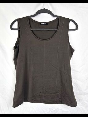 Frank Walder Chocolate Brown Minimalist Designer Boxy Comfy Tank Top sz 8